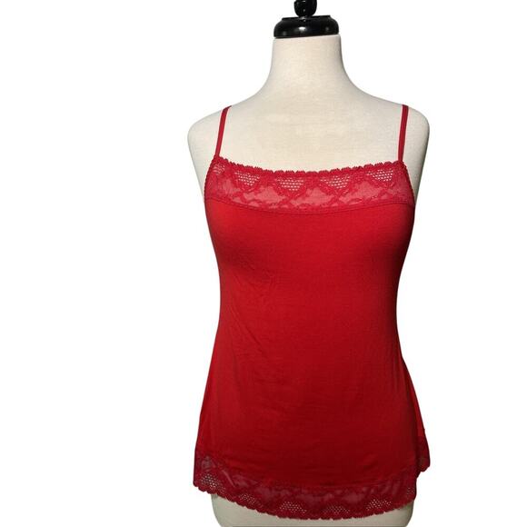 Felina Red Lace Modal Camisole Adjustable Straps Size XL EUC - Picture 1 of 6